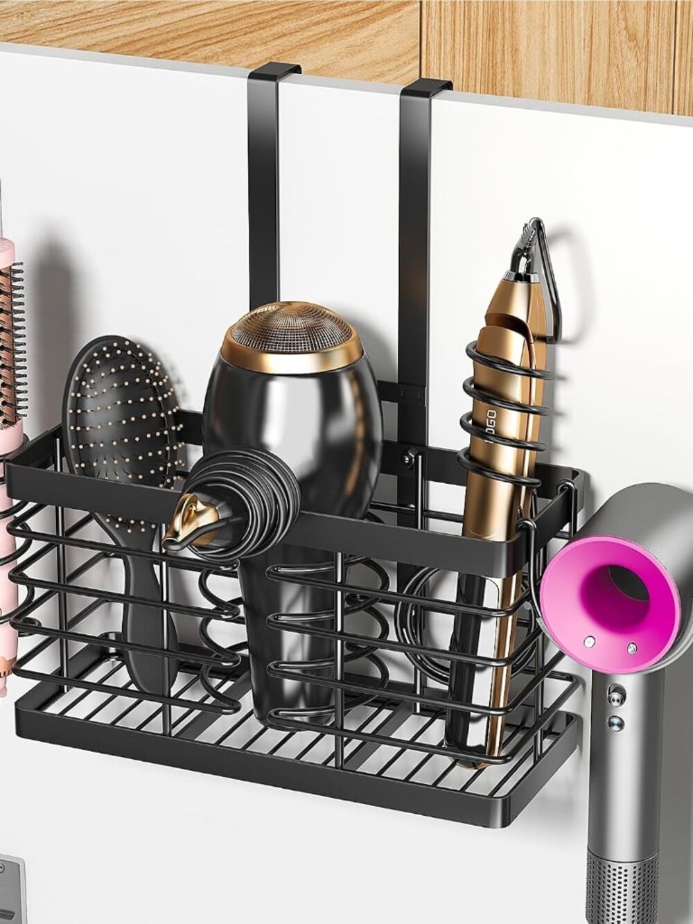 2026 Upgraded 3-in-1 Universal Hair Tool Organizer, L Size, Black